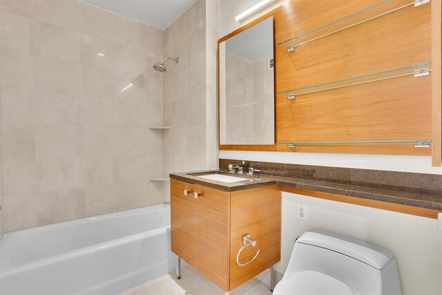 120 Riverside Blvd Unit 10T, New York Manhattan, NY 10069 - bathroom with toilet,  shower combination, vanity, and tile patterned flooring