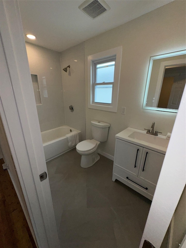 84 Windsor, Hempstead, NY 11550 - full bathroom with toilet, vanity, bathing tub / shower combination, baseboards, and recessed lighting