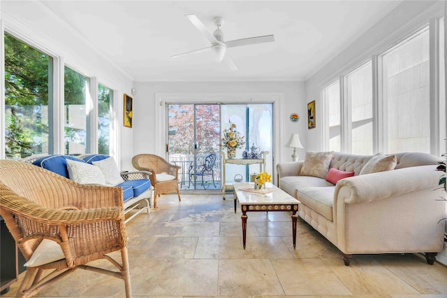 95 Malba Dr Unit 1, Malba, NY 11357 - sunroom featuring healthy amount of natural light, ornamental molding, and stone finish flooring