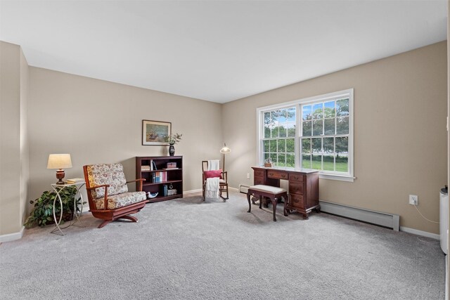 1 Bray Farm Ln, Wappingers Falls, NY 12590 - sitting room with a baseboard heating unit, carpet floors, baseboards, and baseboard heating