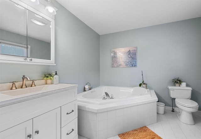 1 Bray Farm Ln, Wappingers Falls, NY 12590 - full bath with toilet, vanity, a garden tub, and tile patterned flooring