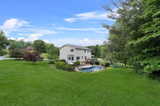 1 Bray Farm Ln, Wappingers Falls, NY 12590 - rear view of house with a yard, an outdoor pool, and a patio area