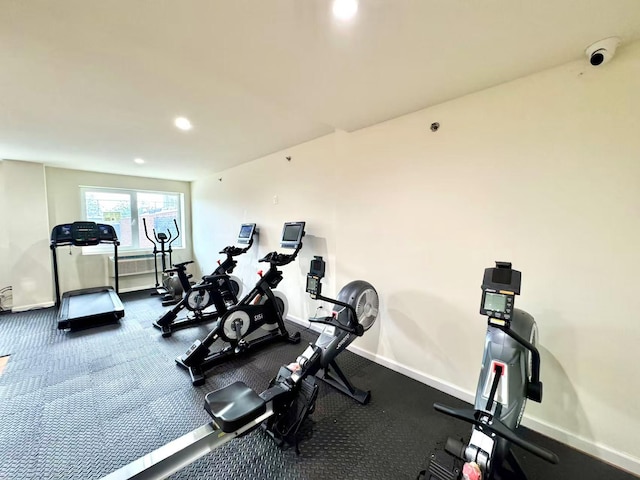 91-23 Corona Ave Unit 2F, Elmhurst, NY 11373 - workout area featuring baseboards and recessed lighting