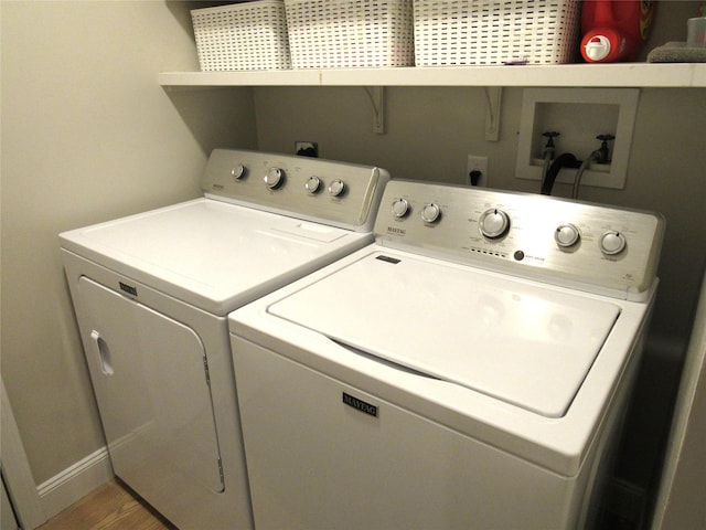 44 Vanderburgh Rd, Poughquag, NY 12570 - laundry area featuring washer and clothes dryer, baseboards, and wood finished floors