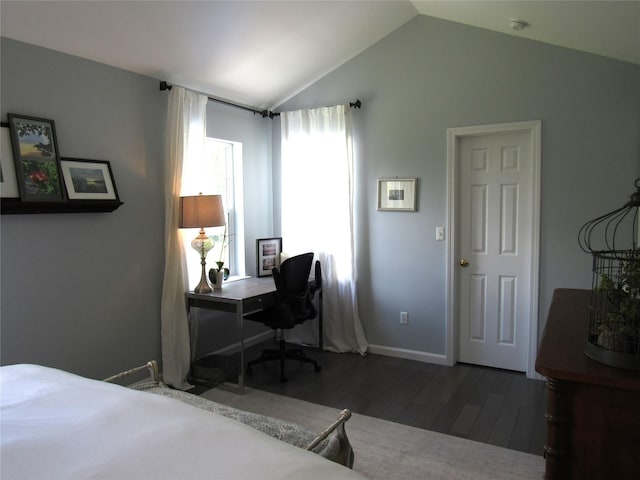 44 Vanderburgh Rd, Poughquag, NY 12570 - bedroom featuring lofted ceiling, wood finished floors, baseboards, and an office area