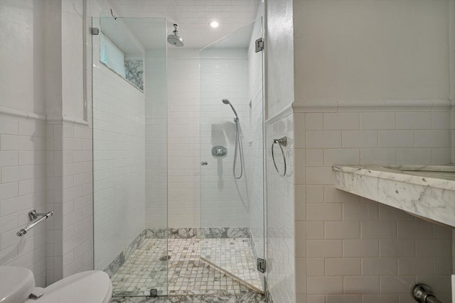 10 Karow Ct, Monsey, NY 10952 - full bath with tile walls, toilet, and a stall shower