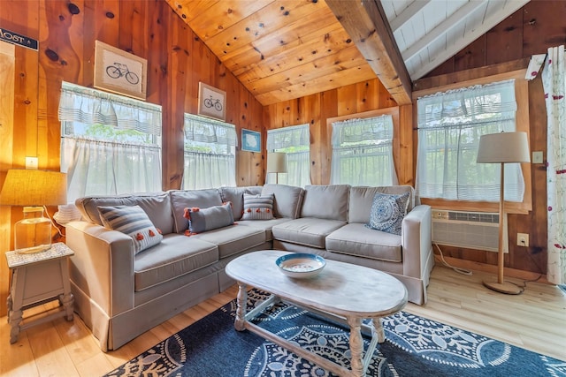 3300 Baker Unit 11, Mohegan Lake, NY 10547 - living area featuring wooden walls, wood finished floors, and wooden ceiling