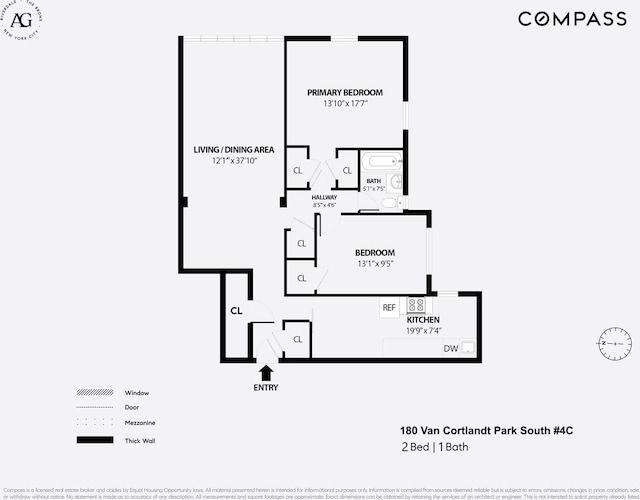 180 Van Cortlandt Park S Unit 4C, Bronx, NY 10463 - floor plan / room layout