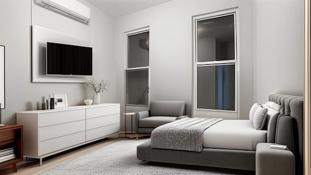 2448 Webb Ave, Bronx, NY 10468 - bedroom with a wall mounted AC and wood finished floors