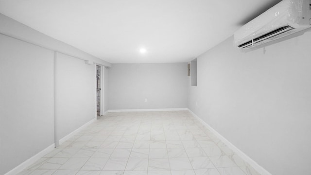2448 Webb Ave, Bronx, NY 10468 - finished basement featuring a wall mounted air conditioner and light marble finish floors