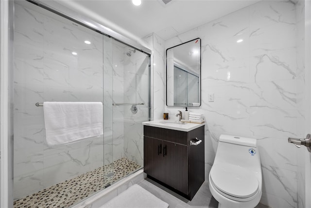 97-30 64th Ave Unit 3B, Rego Park, NY 11374 - bathroom featuring a marble finish shower, toilet, and vanity