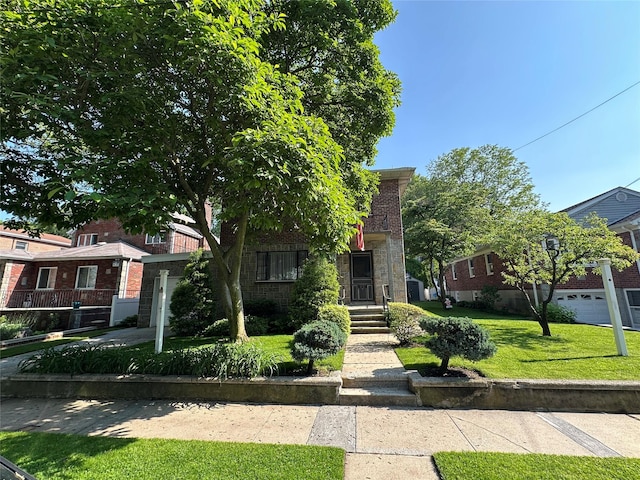 157-18 26th Ave, Flushing, NY 11354 - view of property hidden behind natural elements with brick siding and a front lawn
