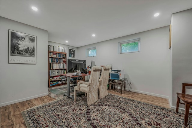 32 Robinhood Ln, East Setauket, NY 11733 - office area featuring wood finished floors, baseboards, and recessed lighting