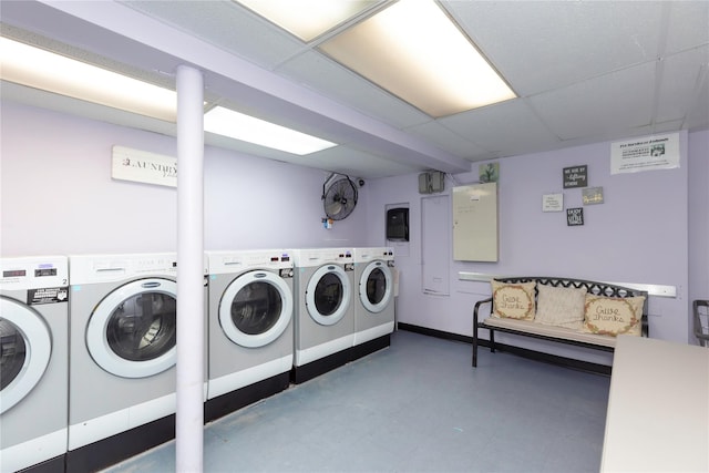 380 N Broadway Unit D4, Yonkers, NY 10701 - community laundry with washer and dryer and tile patterned floors