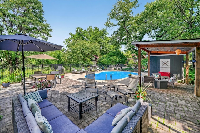 51 S Airmont Rd, Airmont, NY 10901 - view of swimming pool featuring outdoor lounge area, a patio area, and outdoor dining space
