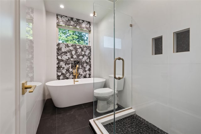 40 Singer Ave Unit 201, Spring Valley, NY 10977 - bathroom featuring a stall shower, a soaking tub, and tile patterned floors