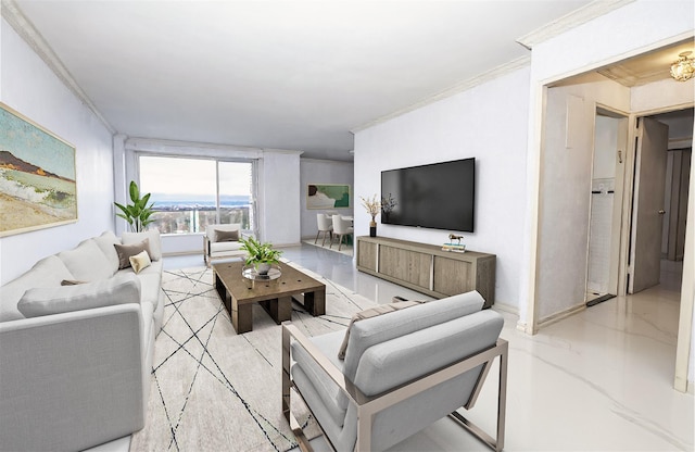 110-11 Queens Blvd Unit 27G, Forest Hills, NY 11375 - living room with crown molding and baseboards