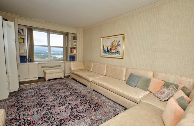 110-11 Queens Blvd Unit 27G, Forest Hills, NY 11375 - living room featuring crown molding