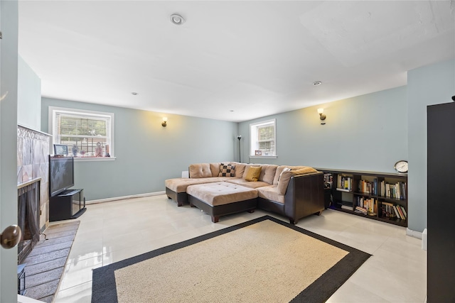 222-47 Garland Dr, Bayside, NY 11364 - living room featuring light tile patterned floors