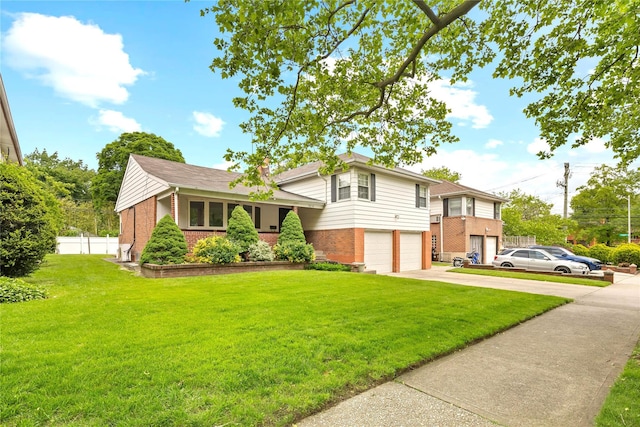 222-47 Garland Dr, Bayside, NY 11364 - split level home with brick siding, driveway, and an attached garage