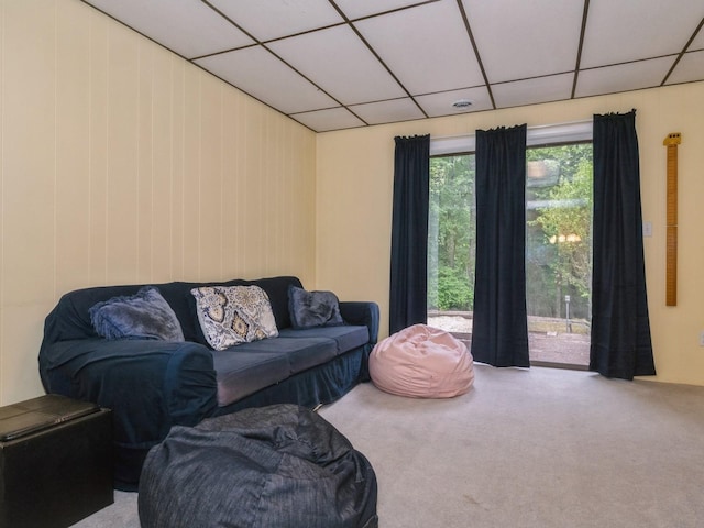 29 Sachson Pl, Wappingers Falls, NY 12590 - carpeted living room featuring a drop ceiling