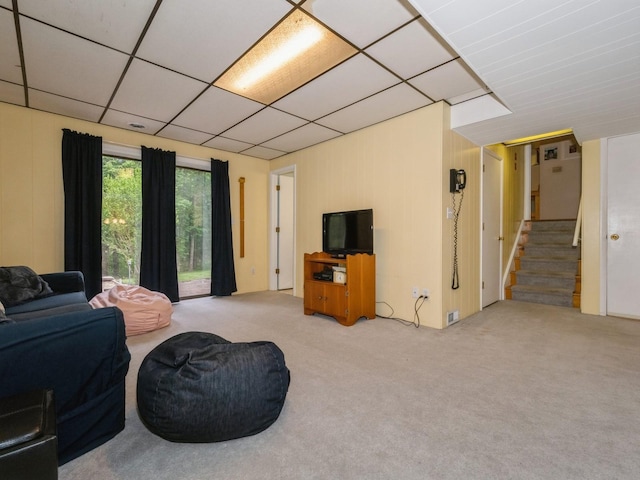 29 Sachson Pl, Wappingers Falls, NY 12590 - living room with carpet floors and stairway