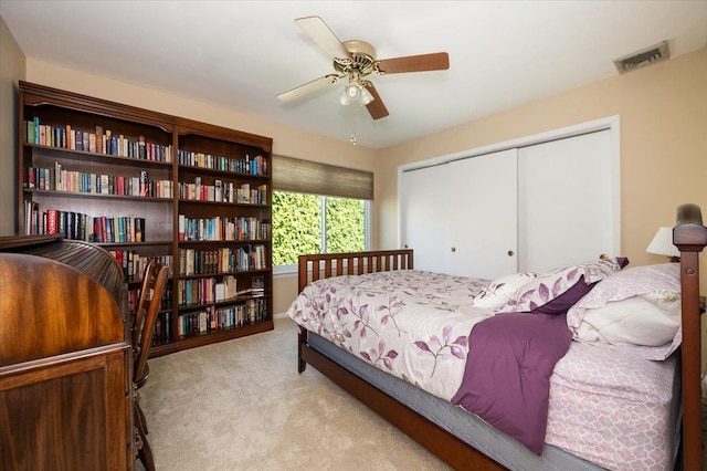 1270 Mara Ct, Atlantic Beach, NY 11509 - bedroom featuring carpet flooring, a closet, and a ceiling fan