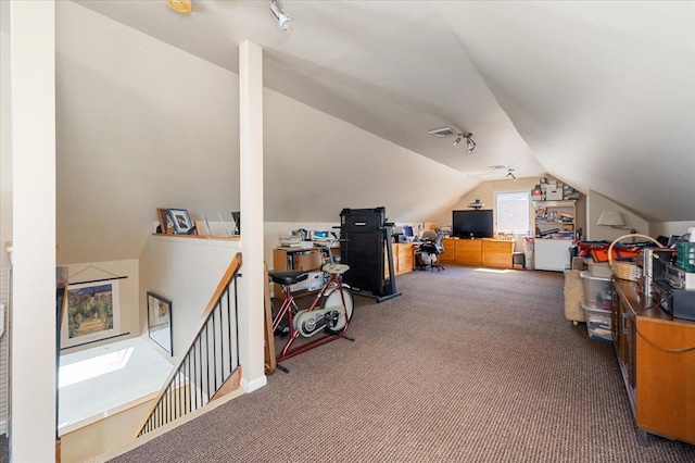 1270 Mara Ct, Atlantic Beach, NY 11509 - additional living space featuring vaulted ceiling and carpet flooring