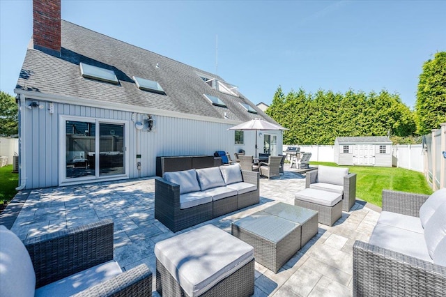 1270 Mara Ct, Atlantic Beach, NY 11509 - fenced backyard with an outdoor hangout area and a patio area