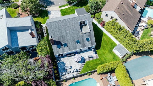 1270 Mara Ct, Atlantic Beach, NY 11509 - aerial view of residential area with a pool area