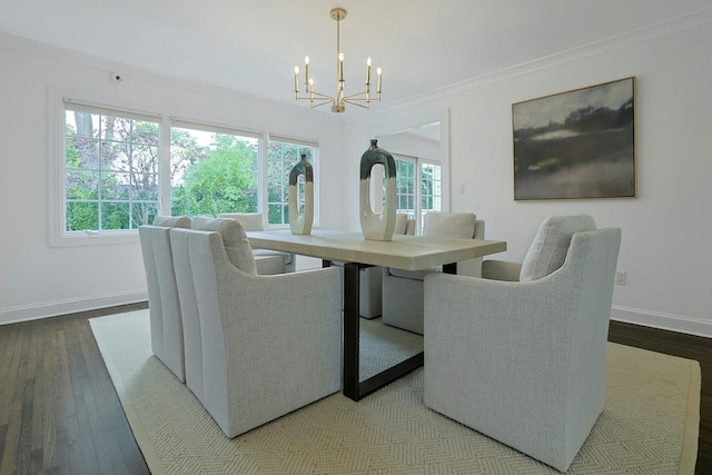 15 Old Farm Rd, Scarsdale, NY 10583 - dining space with a chandelier, wood finished floors, baseboards, and ornamental molding