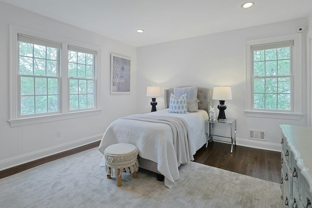 15 Old Farm Rd, Scarsdale, NY 10583 - bedroom with multiple windows, baseboards, wood finished floors, and recessed lighting