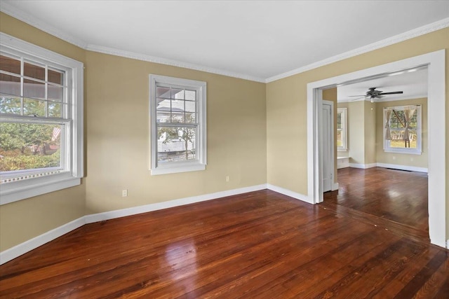 102 Broadway, Dobbs Ferry, NY 10522 - unfurnished room featuring dark wood finished floors, plenty of natural light, baseboards, and crown molding