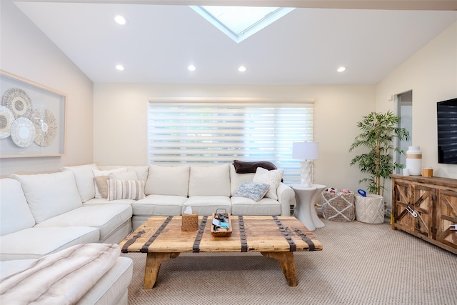 36 Randy Ln, Plainview, NY 11803 - carpeted living room featuring healthy amount of natural light, a skylight, and recessed lighting
