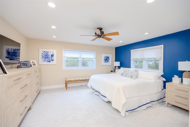 36 Randy Ln, Plainview, NY 11803 - bedroom featuring multiple windows, recessed lighting, ceiling fan, and baseboards