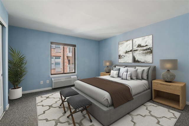 425 Shore Rd Unit 2B, Long Beach, NY 11561 - carpeted bedroom with an AC wall unit and baseboards