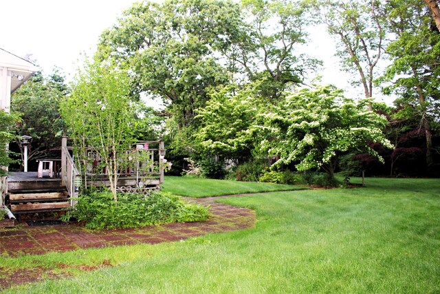 113 Pine Neck Ave, East Patchogue, NY 11772 - view of grassy yard with a deck