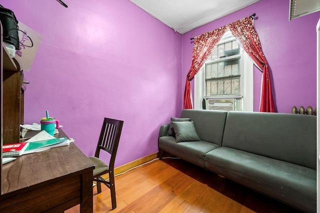 34-15 91st St, Jackson Heights, NY 11372 - home office featuring hardwood / wood-style floors, baseboards, and cooling unit