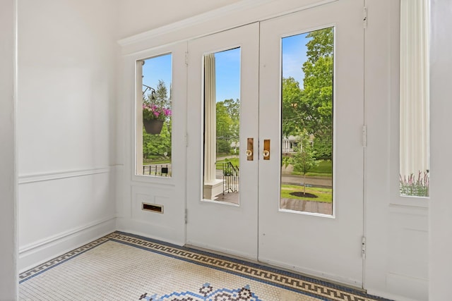 158 Loring Ave, Pelham, NY 10803 - doorway featuring french doors, inlaid floor details, and baseboards