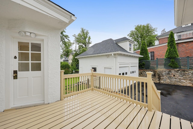 158 Loring Ave, Pelham, NY 10803 - wooden deck with a garage