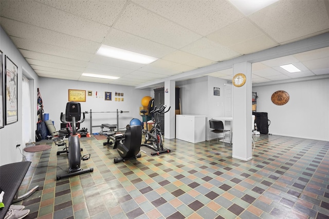 7 Pilgrim Ln, Washingtonville, NY 10992 - workout area with a paneled ceiling
