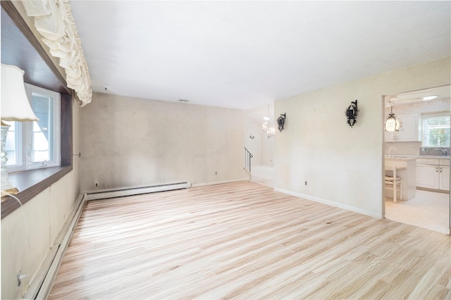 810 Tooker Ave, West Babylon, NY 11704 - empty room with baseboard heating and light wood-style flooring