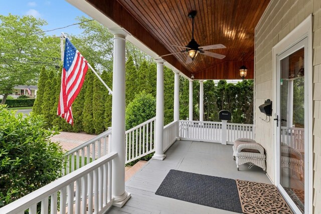 57 Maple Ave, Bay Shore, NY 11706 - porch with a ceiling fan