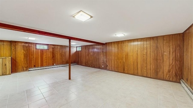 29 Melanie Ln, Syosset, NY 11791 - basement with a baseboard radiator and wooden walls