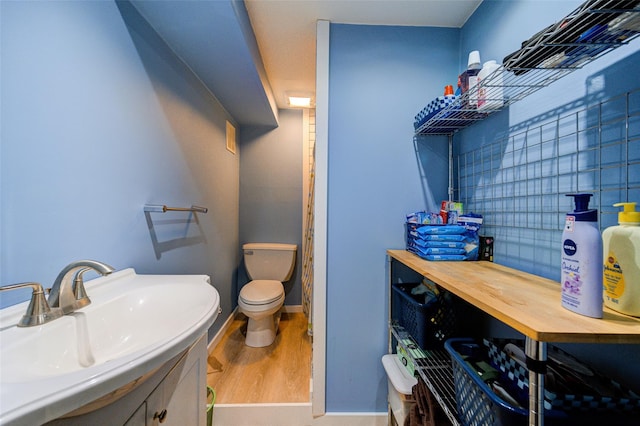 287 Norton Rd, Red Hook, NY 12571 - bathroom featuring wood finished floors, baseboards, toilet, and vanity