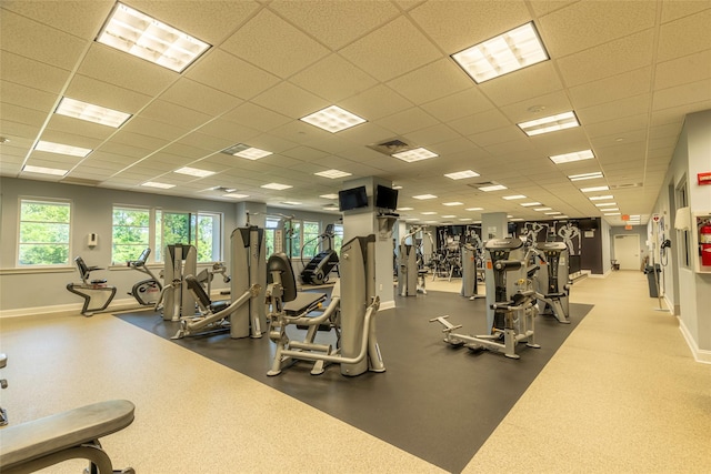 100 Harbor View Dr Unit 607, Port Washington, NY 11050 - workout area with baseboards and a drop ceiling
