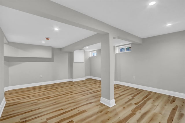 2614 Milburn Ave, Baldwin, NY 11510 - basement with light wood finished floors, recessed lighting, and baseboards