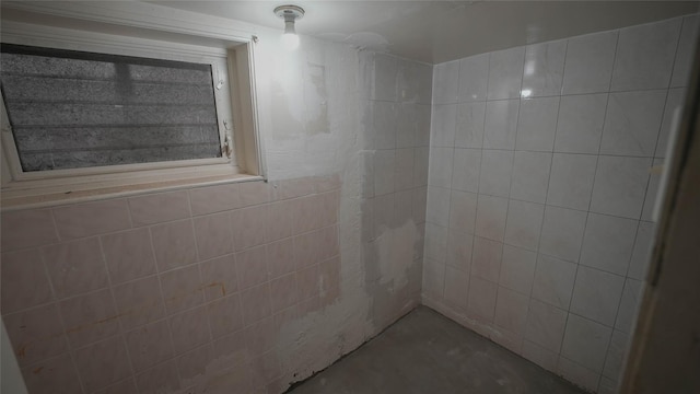 5214 92nd St, Elmhurst, NY 11373 - bathroom with concrete floors and a tile shower