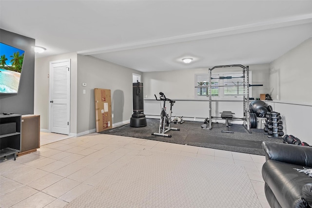 491 Toleman Rd, Rock Tavern, NY 12575 - exercise room with tile patterned floors and baseboards