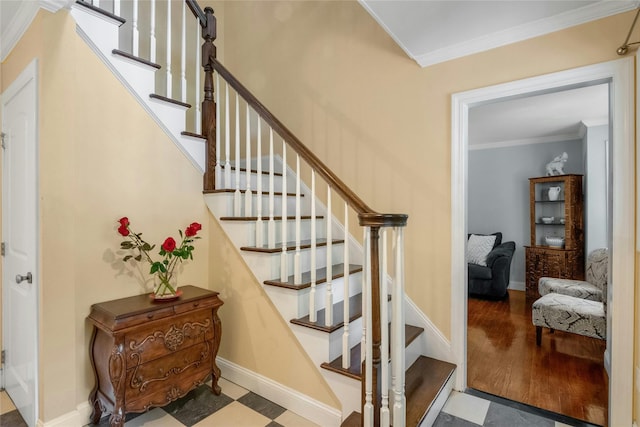 100 Castle Rd, Chappaqua, NY 10514 - staircase with ornamental molding and baseboards